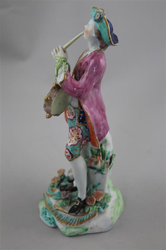 A Bow figure of a musician, c.1758, 19cm